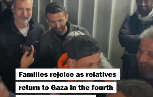 Thumbnail preview image for the video titled: Scenes from the reception of the fourth batch of returnees to Gaza via the Rafah crossing