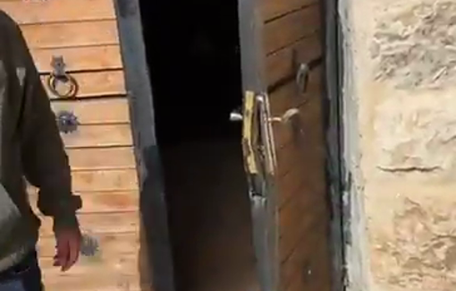 Thumbnail preview image for the video titled: Aftermath of an attack by Israeli settler militias on a restored cave in the Wadi Amar