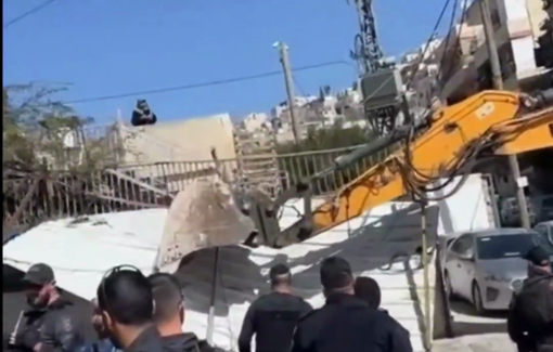 Thumbnail preview image for the video titled: Israeli authorities stormed Al-Bustan in Silwan, demolishing a commercial store and destroying walls of multiple Palestinian homes