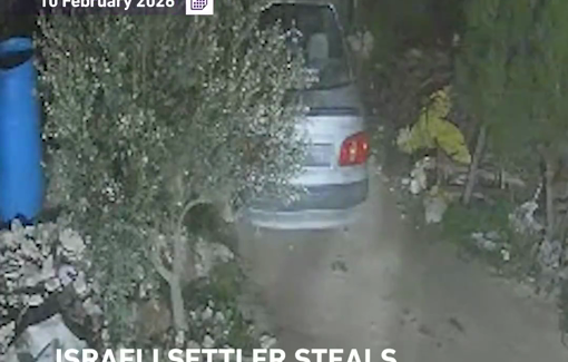 Thumbnail preview image for the video titled: An Israeli settler stole a vehicle belonging to a Palestinian family in the Khallet al-Hummus