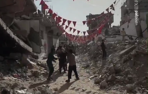Thumbnail preview image for the video titled: Despite the destruction, residents of Khan Younis in the southern Gaza Strip decorate the streets in preparation for Ramadan