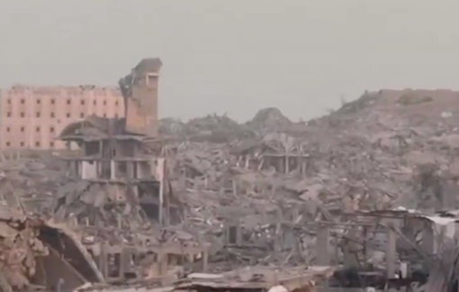 Thumbnail preview image for the video titled: Unprecedented destruction engulfing Jabalia RC, where Israeli occupation troops built a new military base in a new violation of the ceasefire