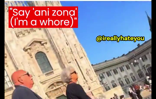 Thumbnail preview image for the video titled: In Italy Israeli youth prank and degrade a pro-Palestinian protestor