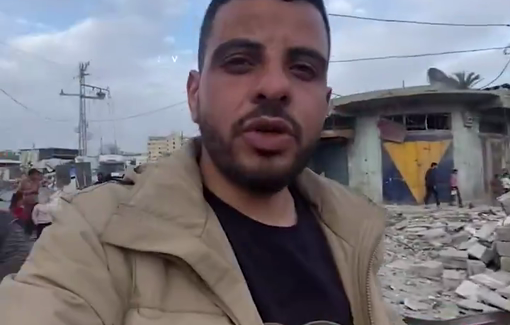 Thumbnail preview image for the video titled: An Israeli airstrike levelled a five-storey residential building in the Al-Zaytoun