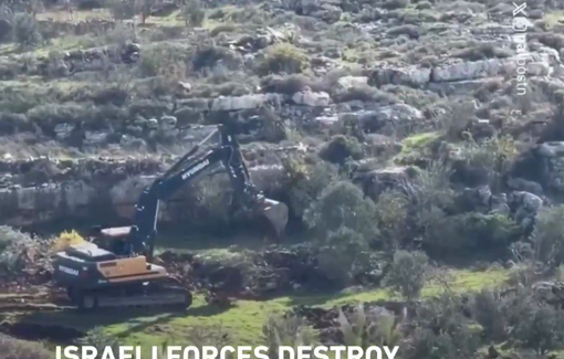 Thumbnail preview image for the video titled: Israeli forces bulldozed agricultural land in the town of Silat al-Harithiya, west of Jenin