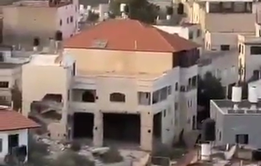 Thumbnail preview image for the video titled: the moment Israeli forces detonated the home of “Raafat Dawasa in the town of Silat al-Harithiya