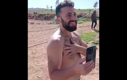 Thumbnail preview image for the video titled: In the Bedouin community of Duma, an half-naked settler ask the activist make him eggs to not harass them