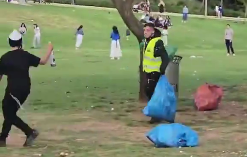 Thumbnail preview image for the video titled: Palestinian municipal worker harassed by Orthodox Jewish youth in Jerusalem