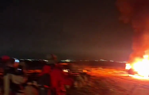 Thumbnail preview image for the video titled: A coordinated attack by masked settlers set fire to homes and cars in Susiya