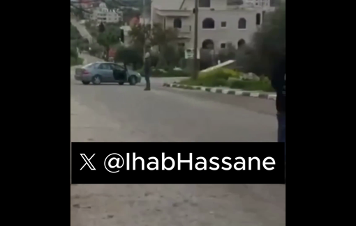 Thumbnail preview image for the video titled: Israeli settlers in the heart of the Christian village of Taybeh, blocking the streets and terrorizing the entire Christian community.