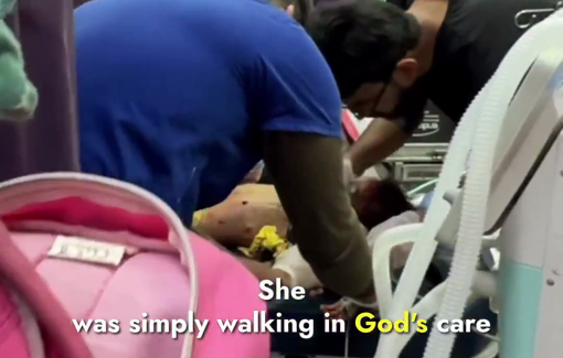 Thumbnail preview image for the video titled: Doctors struggle to save the life of young Julia Al-Qedra after she was critically wounded by an Israeli drone strike