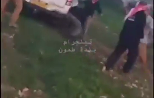 Thumbnail preview image for the video titled: Israeli settlers an soldiers severly beat residents of Khirbet Al-Hadidiya
