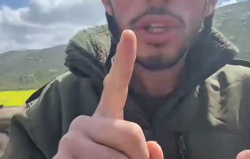 Thumbnail preview image for the video titled: Settler Elyashiv Nachum threatened the residents of Wadi Tiran, preventing them to graze their flocks or tho plow their land