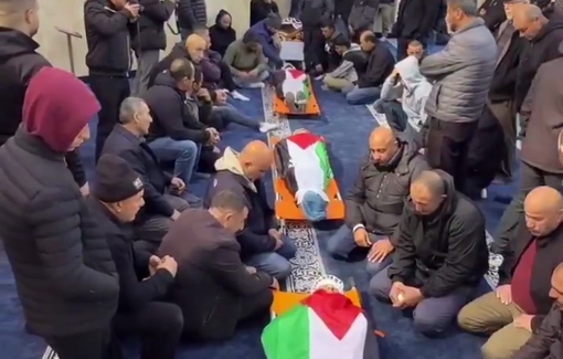 Thumbnail preview image for the video titled: Funeral prayer over three Palestinians murdered by Israel's settlers and soliders in Khirbet Abu Falah, north east Ramallah, occupied West Bank