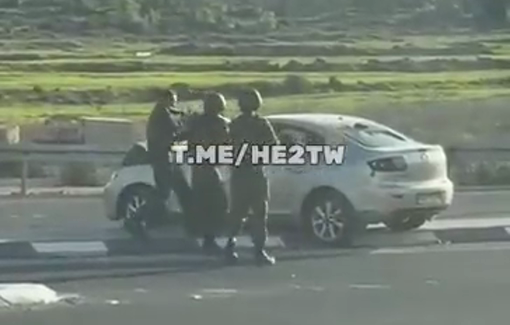 Thumbnail preview image for the video titled: Footage of Israeli soldiers opening fire on two young men inside a vehicle near the Za’tara checkpoint