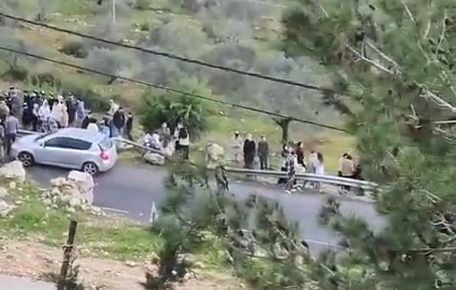 Thumbnail preview image for the video titled: Following calls for a second day of pogroms in the West Bank, Israeli settlers have begun gathering at the entrances of Palestinian villages