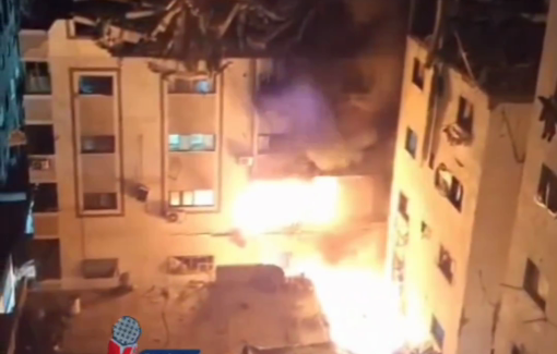 Thumbnail preview image for the video titled: From the site of the residential apartment strike near the Al-Taj Meat area in Gaza City, the injured were transported to Al-Shifa Medical Complex