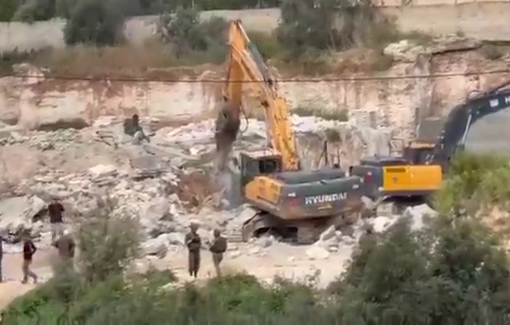 Thumbnail preview image for the video titled: Israeli forces continue demolition operations against the Palestinian properties in Beit Awwa, south of Hebron