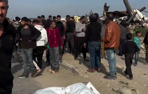 Thumbnail preview image for the video titled: Aftermath of the Israeli strike on the police vehicle in Central Gaza