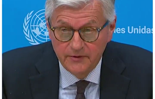 Thumbnail preview image for the video titled: UN peacekeepers "remain on the ground, carrying out Security Council-mandated tasks, in extremely dangerous conditions."