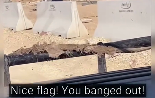 Thumbnail preview image for the video titled: An Israeli soldier from the Givati Brigade harassing a Palestinian woman who is raising a white flag