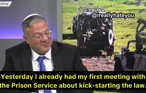 Thumbnail preview image for the video titled: Itamar Ben Gvir boasts that the prison system is already preparing implementation of the Death Penalty