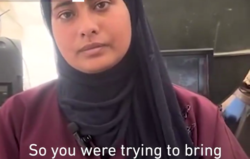 Thumbnail preview image for the video titled: Nurse Banan Fayad said Israeli forces ordered an evacuation of Nasser Hospital through a “safe road,” then soldiers opened fire.