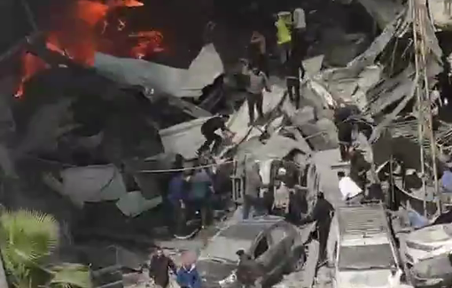 Thumbnail preview image for the video titled: Chaos in Beirut as Israel carries out a wave of airstrikes across the country hitting more than 100 targets in ten minutes