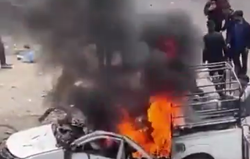 Thumbnail preview image for the video titled: Israeli forces bombed a police car in Gaza, killing four civilians, including a 3-year-old child