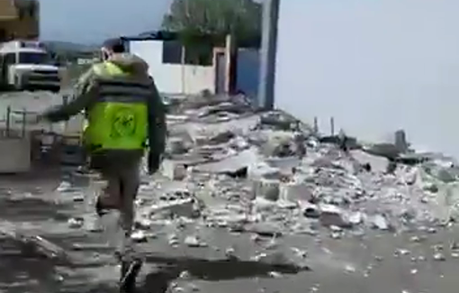 Thumbnail preview image for the video titled: Aftermath of a drone strike by Israeli occupation aircraft on a school in the town of Al-Samaaiyah, Lebanon