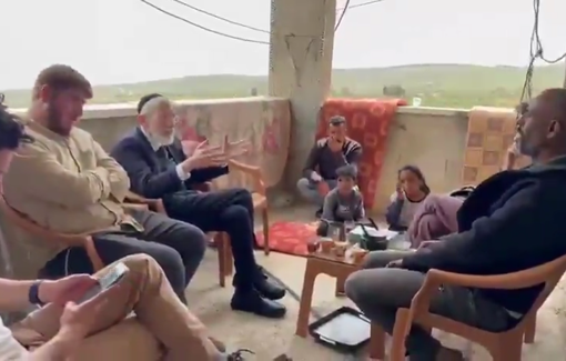 Thumbnail preview image for the video titled: Knesset member Rabbi Michael Melchior visited Duma and met with residents who were expelled from their homes following settler violence