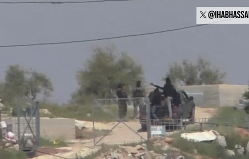 Thumbnail preview image for the video titled: Israeli settlers, backed by soldiers, attacked Jalud near Nablus, attempting to set up tents inside Palestinian residential areas