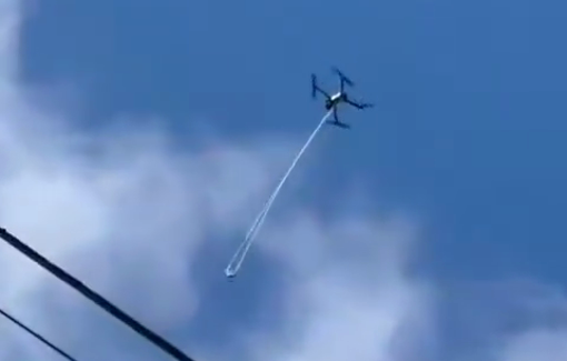 Thumbnail preview image for the video titled: An Israeli drone flying over Mansouri, Lebanon, carrying a bomb. This threat is a violation of the ceasefire