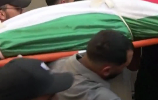 Thumbnail preview image for the video titled: The body of 25-year-ld Awda Atef Awawdeh killed by settlers was carried through the street of Deir Dibwan