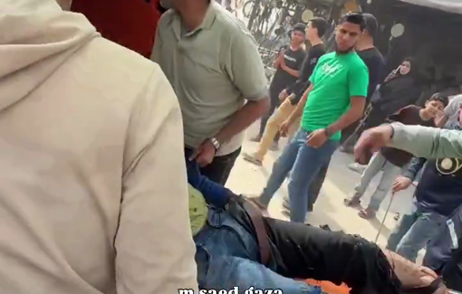 Thumbnail preview image for the video titled: Massacre of a police gathering following an Israeli drone strike in Sheik Radwan