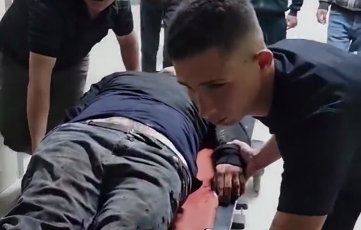 Thumbnail preview image for the video titled: Three Palestinians have been killed in an Israeli airstrike on a Palestinian police checkpoint in the Al-Amal neighbourhood of Khan Younis