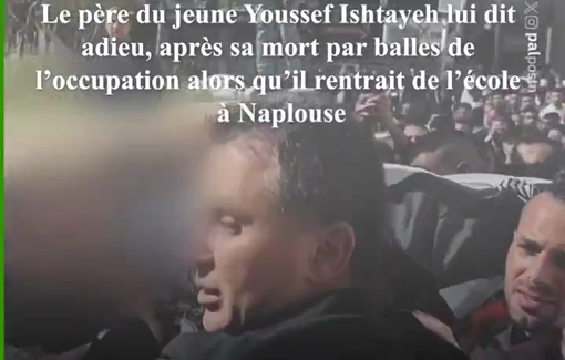 Thumbnail preview image for the video titled: Father bids farewell to Young Youssef Ishtayeh, killed by Israeli gunfire in Nablus while returning from school