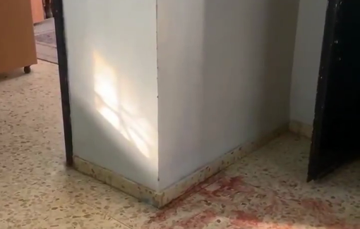 Thumbnail preview image for the video titled: Traces of blood belonging to Abdel Halim Rouhi Hammad killed by Israeli forces during an home invasion