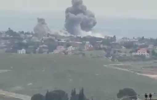 Thumbnail preview image for the video titled: Israeli warplanes carry out three airstrikes targeting the towns of Meifadoun and Zawtar Al-Gharbiya in southern Lebanon