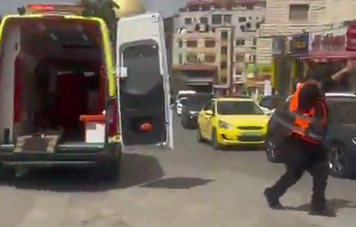 Thumbnail preview image for the video titled: The moment one of the injuries from the occupation's bullets arrived at Rafidia Hospital in Nablus