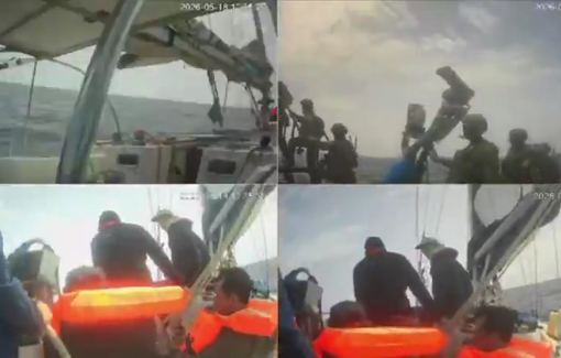Thumbnail preview image for the video titled: A boat in the Global Sumud Flotilla lost contact after being attacked by Israeli forces in the Mediterranean sea