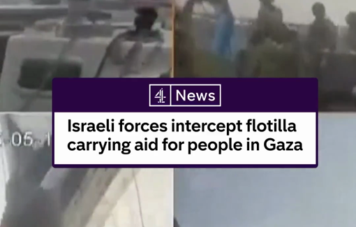 Thumbnail preview image for the video titled: Israeli forces have intercepted a flotilla of dozens of boats carrying aid for people in Gaza