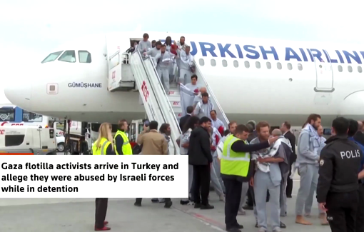 Thumbnail preview image for the video titled: Kidnapped Flotilla activists describe Israeli torture in the prison-ship
