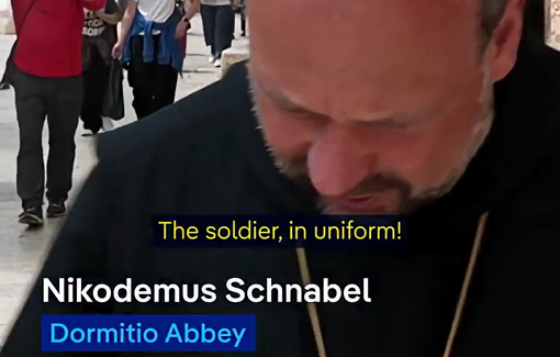 Thumbnail preview image for the video titled: Monk Nikodemus Schnabel: "Soldiers are spitting, too. The soldier, in uniform!"