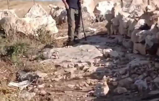 Thumbnail preview image for the video titled: A settler teenager provokes residents near a Palestinian home in Shaab al-Batm, Masafer Yatta