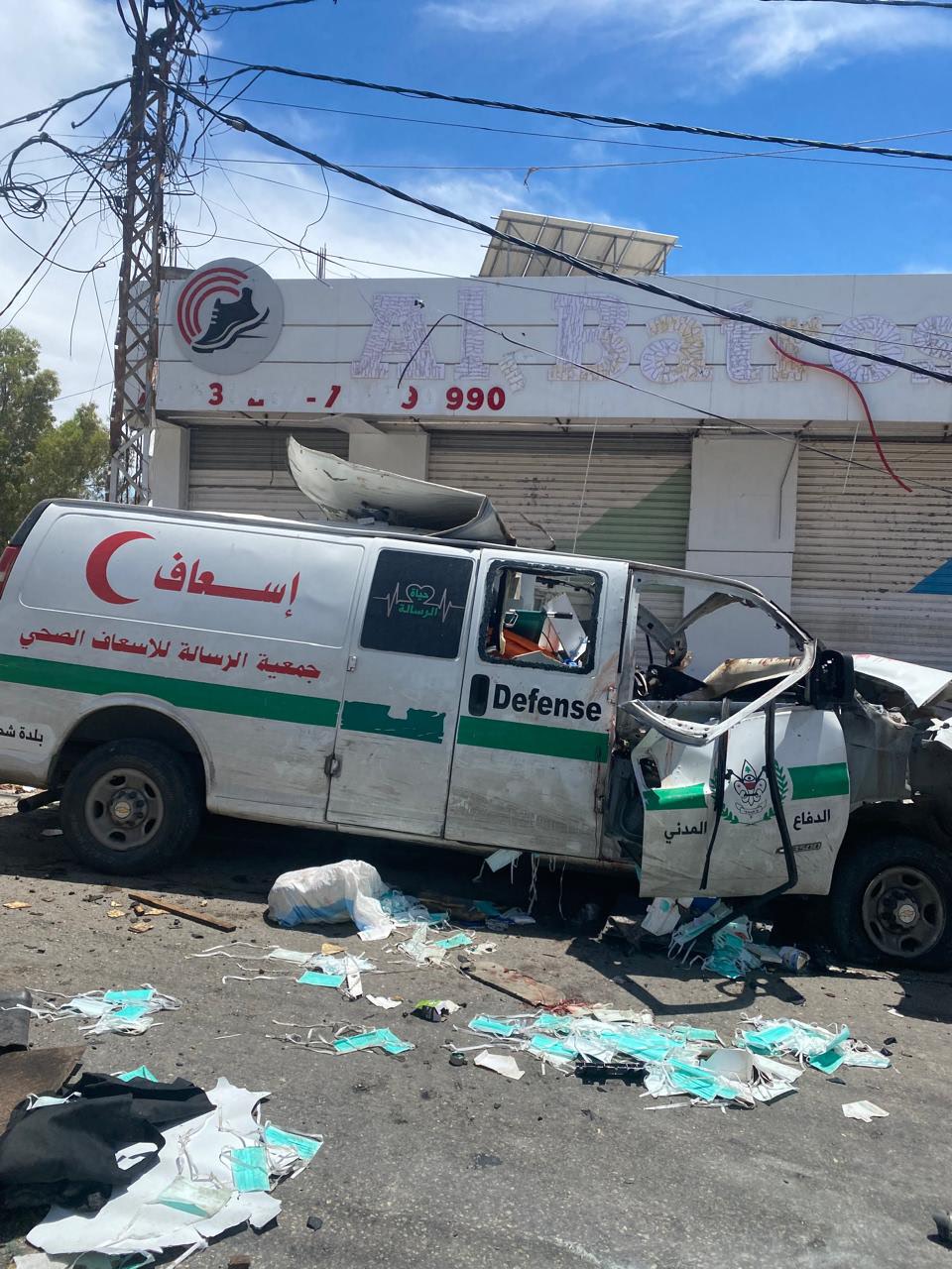 Thumbnail preview image for the video titled: A paramedic was killed in a deliberate drone strike on an ambulance in the Zebdine area, another paramedic was injured, and two civilians were wounded