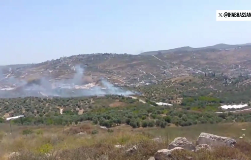Thumbnail preview image for the video titled: Israeli settler set fire to the Palestinian fields in the village of Deir Sharaf in the West Bank