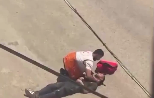 Thumbnail preview image for the video titled: A young Palestinian man was head-injured in a pogrom by settlers and Israeli forces in Huwara