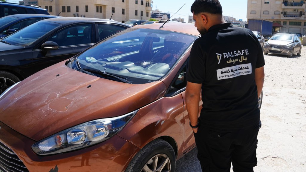Thumbnail preview image for the video titled: The Israeli bullet impacts on the Haikal family’s car who killed Sam Fahd Abu Haikal and injured his parents
