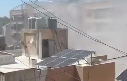 Thumbnail preview image for the video titled: An Israeli airstrike hits a a residential building in Mreijeh, in the southern Suburb of Beirut despite the ceasefire